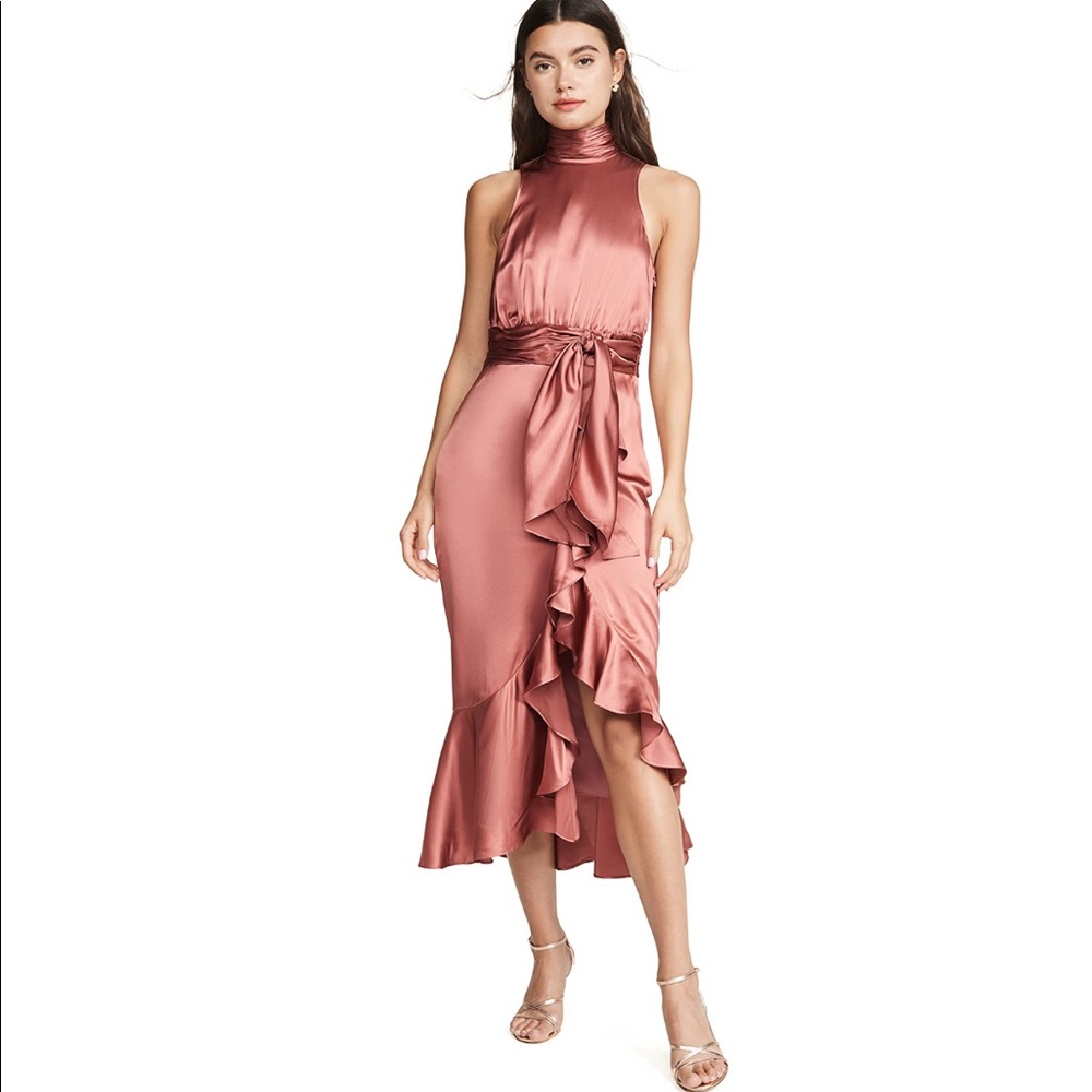 CINQ A SEPT Winona Silk Midi Rosewood Pink Dress